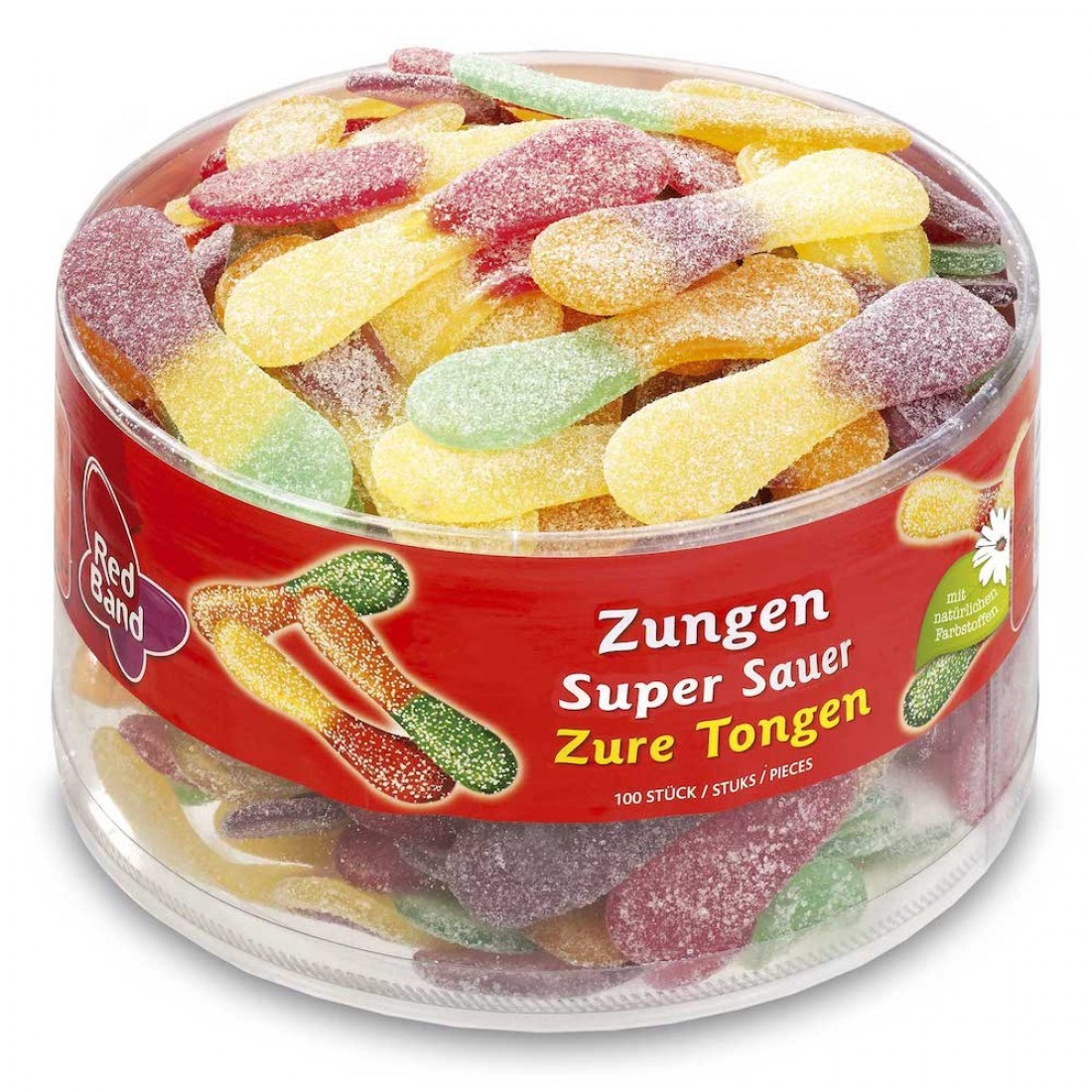 Red Band Giant Sour Tongues 100 Piece Tub Planet Candy 5968