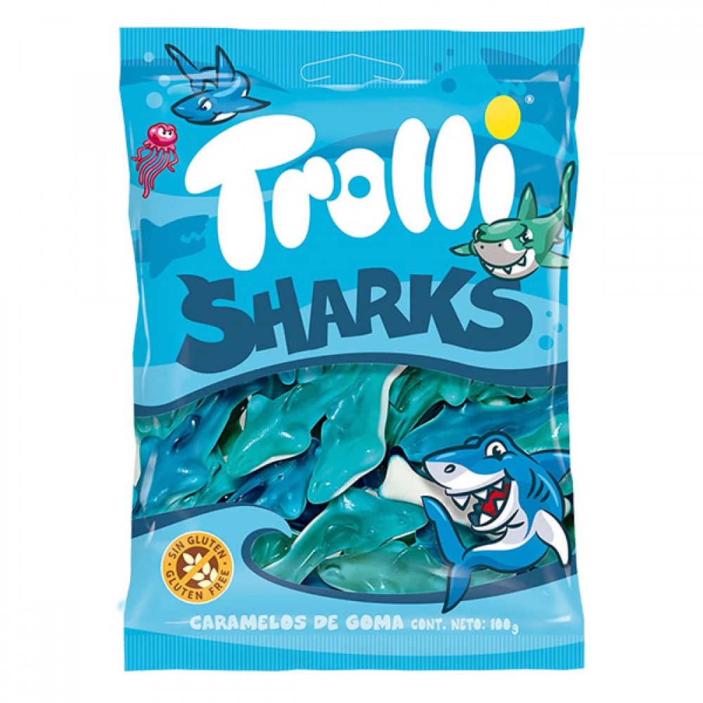 Trolli Gummy Sharks 12 X 100g Planet Candy Irelands Leading Online Sweet Shop 1381