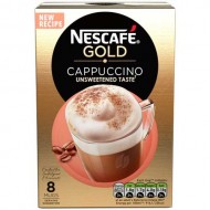 Nescafe Gold Cappuccino Unsweetened 8 Pack x 6