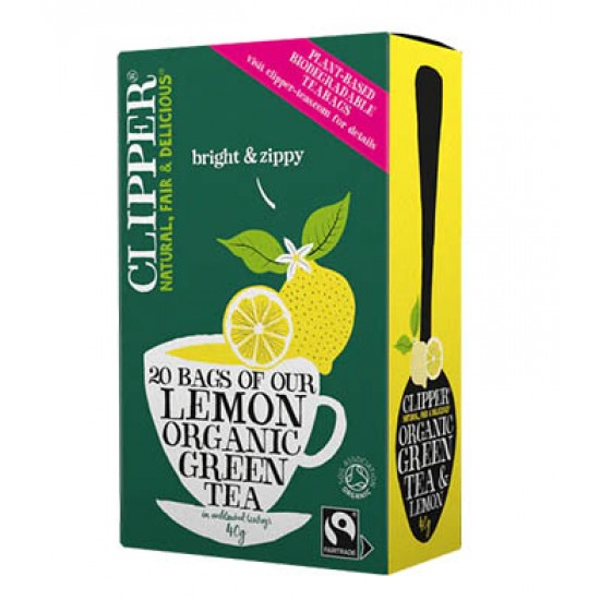 Clipper Organic Green Tea with Lemon 20 Bags x 6