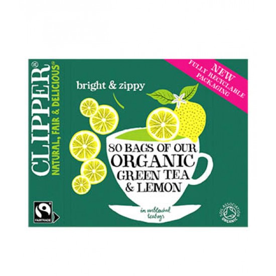 Clipper Organic Green & Lemon Tea 80 Bags x 4